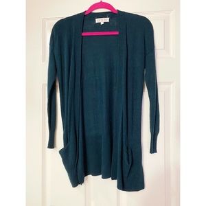 4/$25 Pink Rose Forest Green Open Front Cardigan